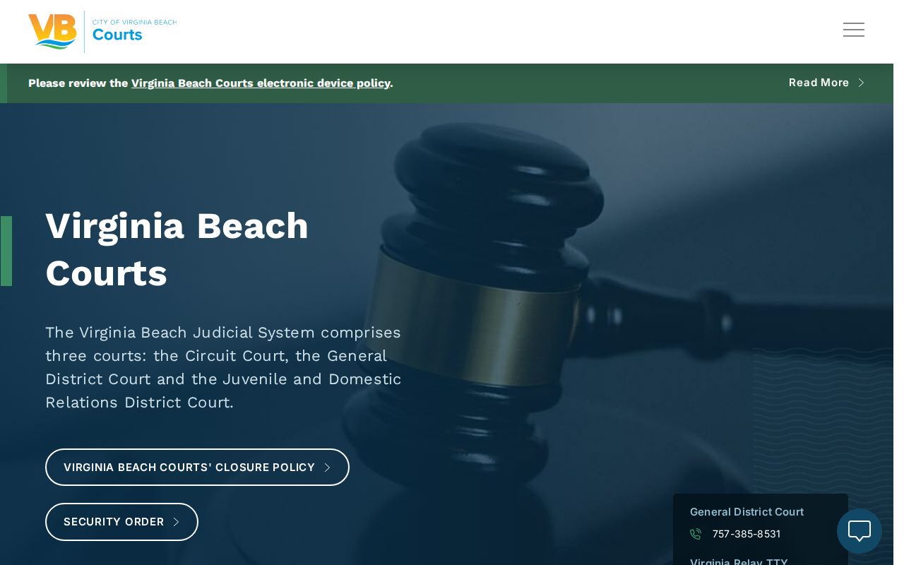 Virginia Beach court records hub on the Virginia Beach Courts landing page