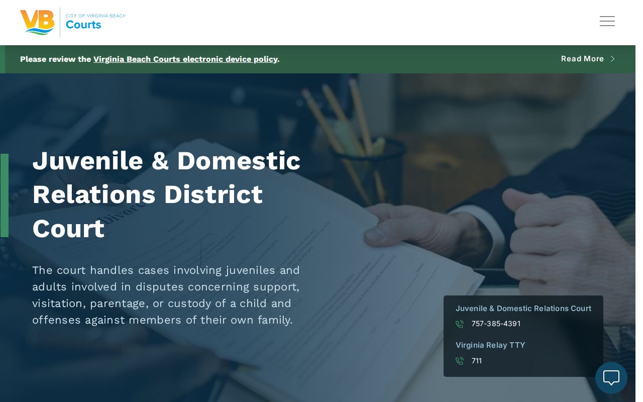 Virginia Beach court records guidance on the JDR District Court page