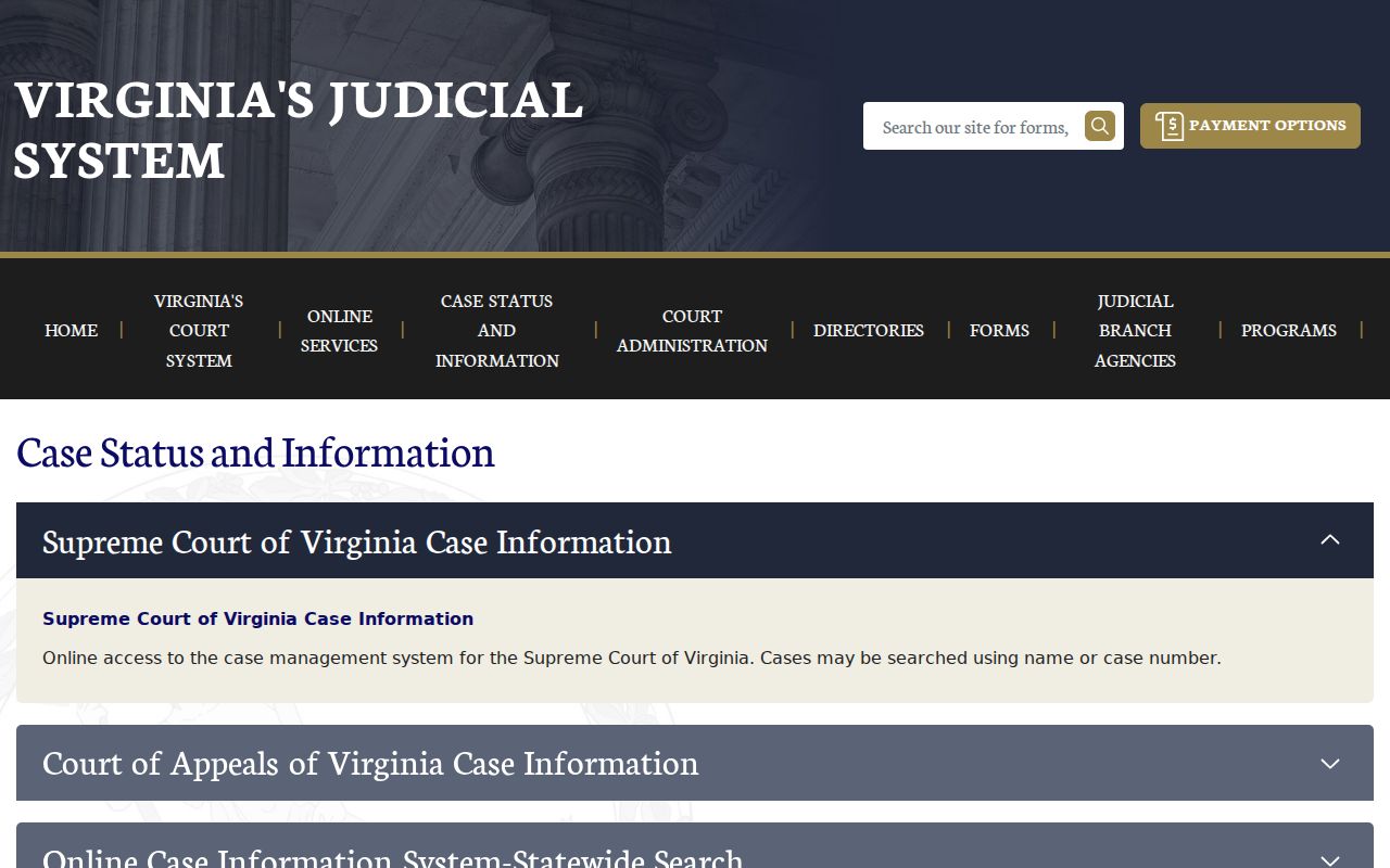 Virginia Beach court records access through the Virginia case status and information hub
