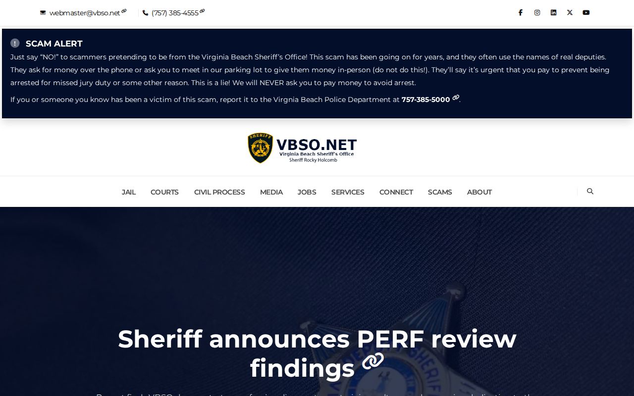 Virginia Beach Sheriff's Office inmate records home page