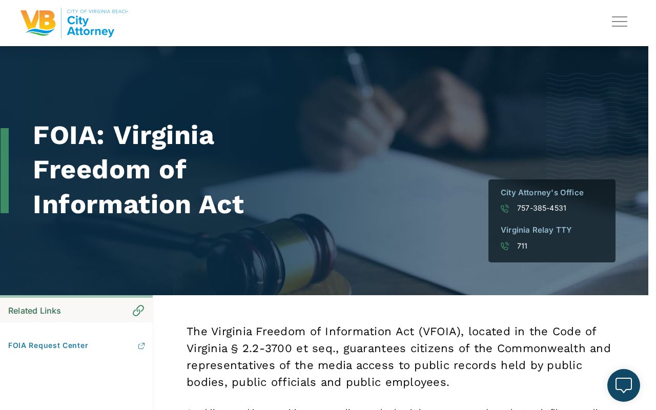 Virginia Beach public records FOIA rights and request process page