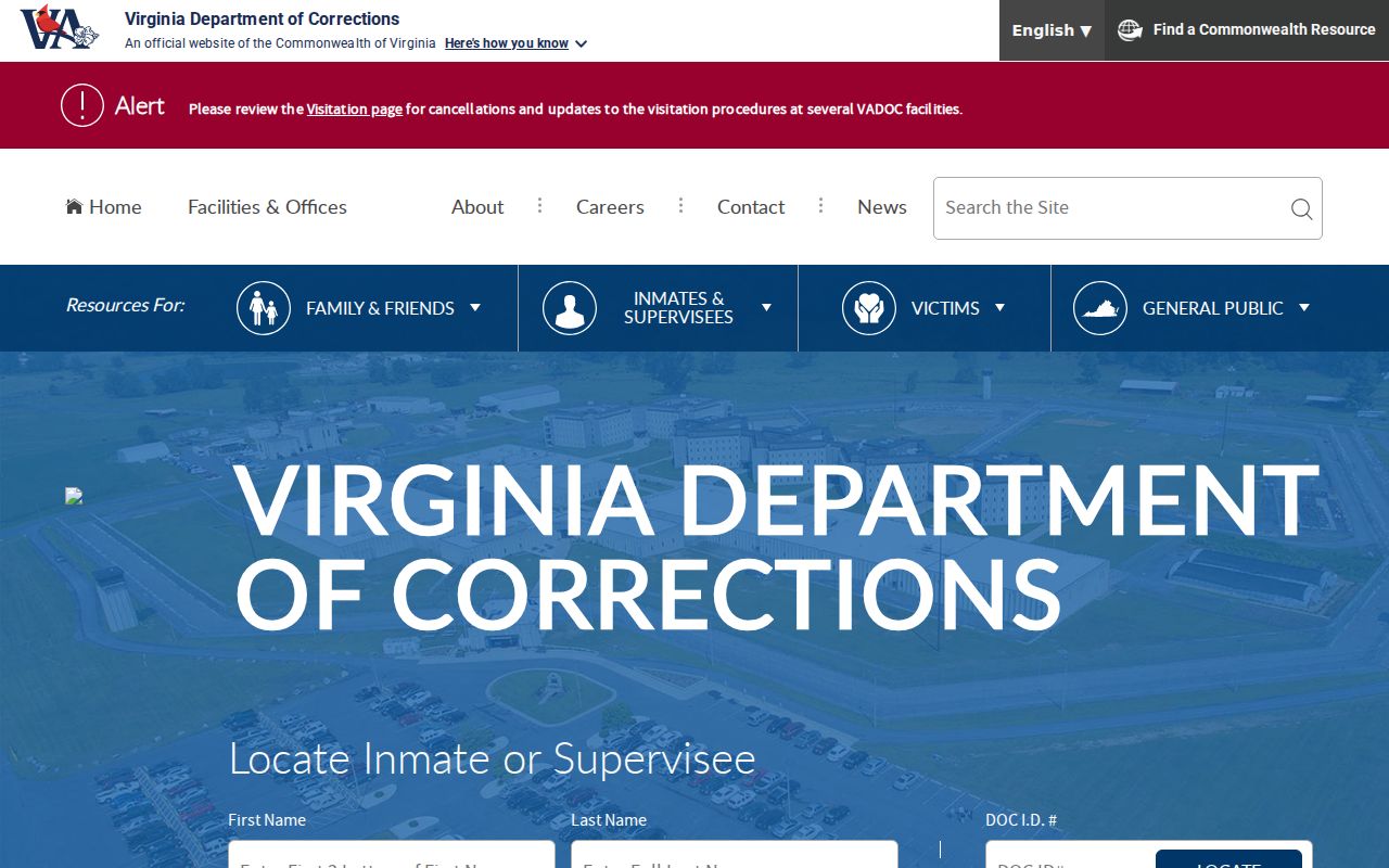 Virginia Beach released inmates VADOC locator search page